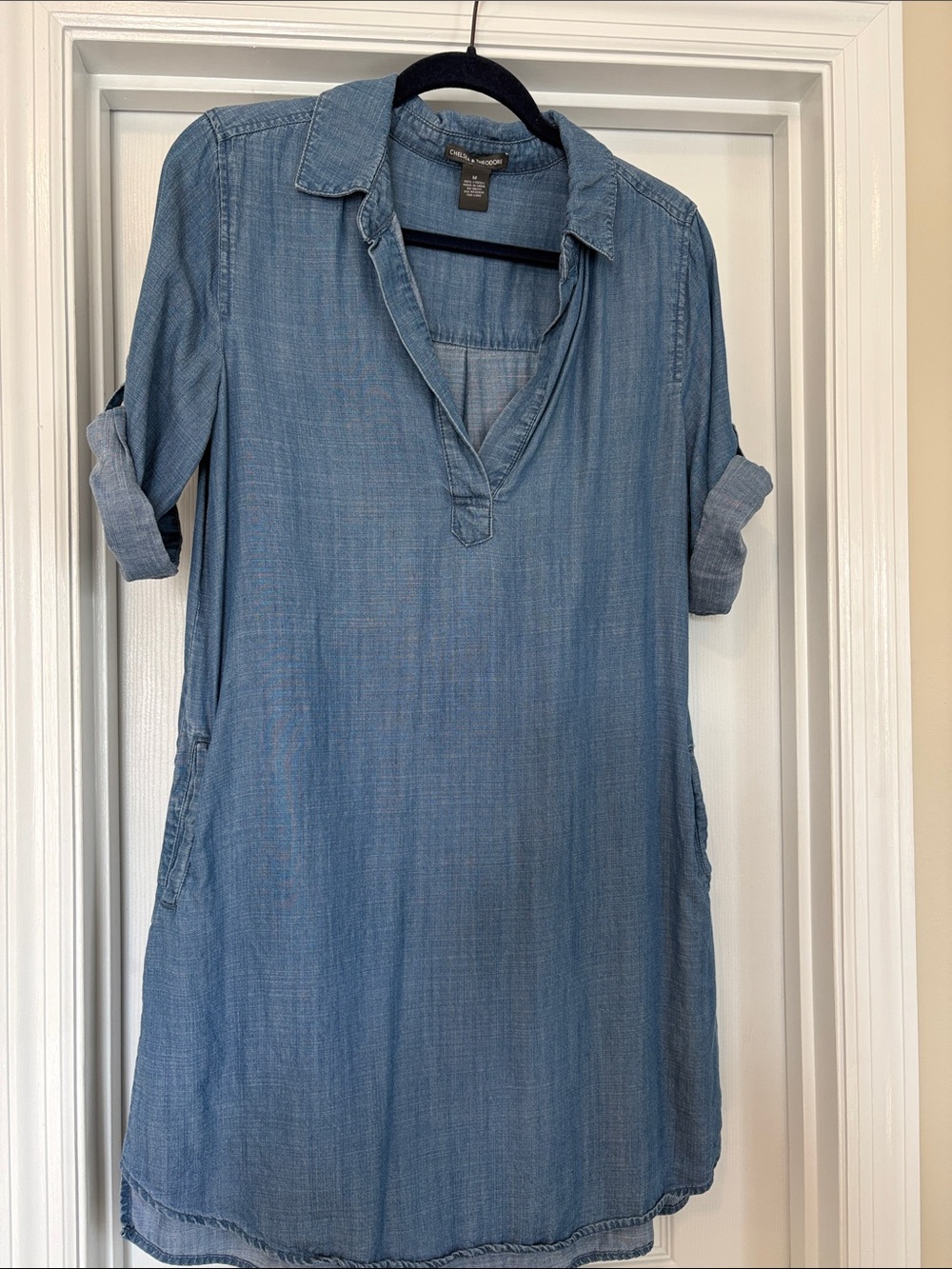 Universal Thread Chambray Tunic Dress in Light Blue